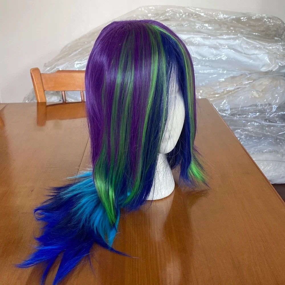 Mermaid multi color wig purple blue green Cosplay dancer costume - Picture 5 of 5